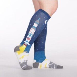 SOCK IT TO ME 3, 2, 1, Lift Off Knee High Novelty Spaceship Socks